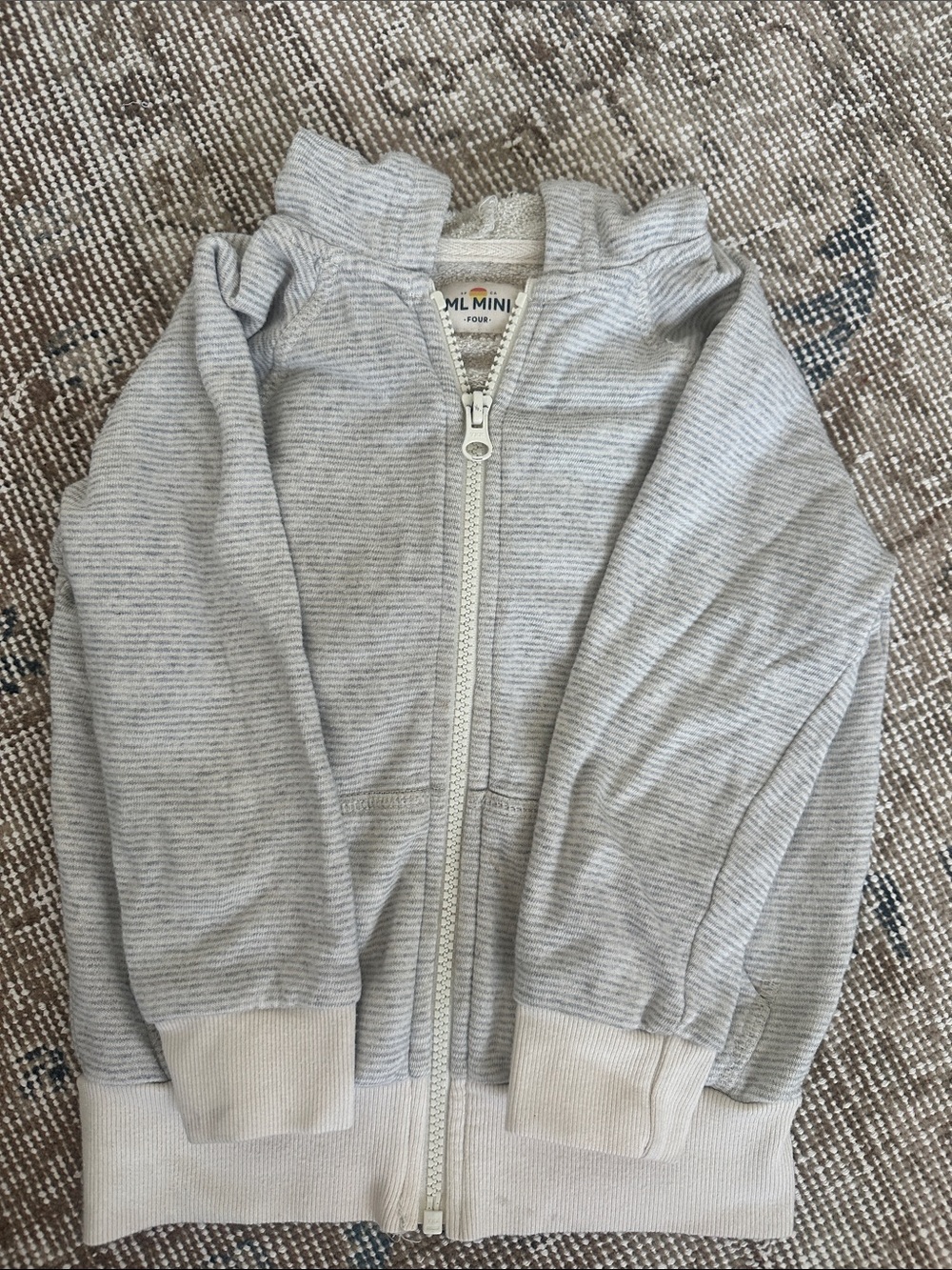 Marine Layer Kids Light Gray Stripe Zip Hoodie